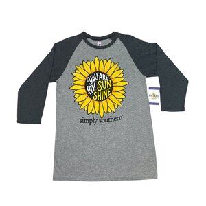 NWT Simply Southern Womens S Raglan Shirt You Are My Sunshine Sunflower Graphic